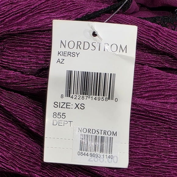 SAYLOR Kiersey Magenta Twist Front Long Sleeve Midi Dress Lace V-Neck XS New - Picture 7 of 14